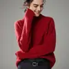 Invierno 2026 Nuevo Top de Cachemira Grueso de Cuello Alto de Manga Larga para Mujer Cálido Tejido de Punto Floral de Cachemira