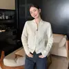 Cárdigan de Punto Grueso de Cable de Cachemira para Otoño e Invierno para Mujer con Cuello Alto, Doble Cremallera, Abrigo Corto Grueso