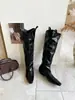 []Botas de Cano Alto Acima do Joelho Quadradas de Salto Baixo Outono/Inverno 2026 Estampa de Lichia para Panturrilha Larga Botas Longas