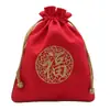 En stock bolsa de brocado al por mayor bolsa Wenwan empaque de tela bordado almacenamiento bolsa de lino tamaño extra grande con cordón Bolsa de la Suerte