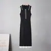 Elegante Vestido de Moda Transfronterizo con Bloques de Color, Cuello Solapa, Manga Corta para Mujer, Sencillo Ajustado que Ceñe la Cintura, Vestido Largo de Canalé