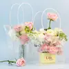 Presente transparente Bolsa de flores portátil Bolsa de presente de mão Bolo Sobremesa Quadrado Saco de embalagem de buquê de barraca Dia dos namorados