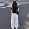Conjunto de Pantalones Cargo para Niñas, Estilo Delgado de Verano, Nuevo Modelo 2026, Pantalones Anchos para Niños, Conjunto de Pantalones Cargo con Camiseta Azul Marino