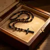 Collares con Cruz de Piedra Natural Más Vendidos Transfronterizos, Cadenas para Suéter de Moda Europeas y Americanas, Pulseras de Piedra Natural, Collares de Cuentas de Oración al por Mayor