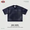 Ropa de Hombre Verano Retro Americano Malla Cuadrado Corto Ancho Capas Estampado Manga Corta Camiseta Superior Suelto y Versátil para Hombre