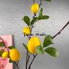 Ramo de limão de frutas e vegetais artificiais estilo europeu fresco decoração suave para casa decoração de hotel sabor anual flor artificial arranjo de flores de limão