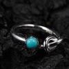 Anillo de plata de ley S925 con granate natural, turquesa, color ojo de tigre, tesoro, personalidad femenina, cabeza redonda única y nudo de cola, explosión en vivo