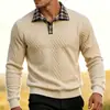 2026 Inverno Transfronteiriço Amazon SHEIN 3D Masculino Gola Polo Manga Longa Pulôver Moletom Casual Tamanho Europeu