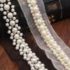 Accesorios de ropa con perlas blancas y negras, collar de encaje con cuentas de uñas, accesorios de decoración de ropa de bricolaje hechos a mano para industria pesada