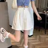 Shorts Pequeños para Mujer Verano Nuevo 150cm Cintura Alta Forma A Pantalones de Pierna Ancha Pantalones de Grulla Ropa Exterior Casual XS