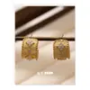 Pendientes de Zirconia con Diseño de Lujo Ligero Estilo Europeo y Americano de Trébol de Cuatro Hojas, Pendientes Versátiles Simples de Moda con Forma de C Cepillada para Mujer, Nuevo Modelo de Verano