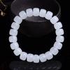 Pulsera de Jade Hotan Jade Blanco Pulsera Multicírculo Pulsera para Pareja Collar de Cuentas Estilo Antiguo Jade Simple Cadena de Lana