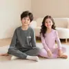 Conjunto de Roupa Íntima de Lã e Seda Infantil Meninos Meninas Roupas de Outono e Calças Novo Estilo para Crianças Maiores Roupa de Casa Quente Sem Costura
