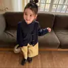 Camisa Simples de Xadrez com Gola e Botões de Chifre para Meninas Estilo Floresta Outono 2026 com Colete de Tricô Combinado com Calça de Corte Reto