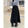 Falda tipo blazer negra para mujer talla grande, otoño e invierno, cintura alta, moda, caída fluida, estiliza, línea A, falda midi