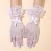 2025 Novo Par Transfronteiriço de Luvas de Renda Fishnet, Luvas de Renda Sexy com Laço, Mangas de Casamento