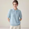 Camisa polo de malha Raf redutora de idade, manga curta, feminina de verão, jacquard torcido vintage, roupas femininas, novo top T-shirt 2026