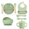 Baberos de Silicona, Baberos para Alimentar Bebés, Baberos Impermeables de Grado Alimenticio para Comer, Baberos Finos para Saliva, Juego de Vajilla Infantil Anti-Suciedad