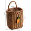 Cesta Tecida Nórdica Cozinha Cesta de Armazenamento de Gengibre e Alho Cesta Vintage de Parede Cesta Pequena Portátil para Flores Cesta Suspensa para Utensílios de Cozinha