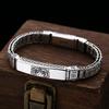 Pulseira Masculina de Prata 925 Cabeça de Tigre Grossa Roda Enviesada Joia Antiga Retrô Prata Tailandesa