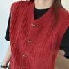 Senso de design coreano padrão tridimensional botão de alternância colete de tricô feminino novo outono cedo moda versátil colete suéter