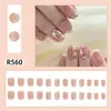 Uña postiza hecha a mano para manicura, al por mayor, longitud media, rosa, permeable al aire, Camelia, parche de uña terminado, pegamento de gelatina
