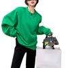 Suéter Verde Feminino Estiloso Redutor de Idade Top Estilo Japonês Estilo Preguiçoso Pulôver Solto Casaco Simples na Moda Top Básico