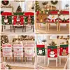 Fundas de respaldo de silla navideñas transfronterizas, con diseños 3D de Papá Noel, muñeco de nieve y renos, para mesa de comedor, fiesta y decoración del hogar