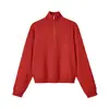 Fábrica de Ropa para Mujer Transfronteriza Venta al por Mayor 2026 Venta al por Mayor Primavera y Otoño Nuevo Manga Larga Cuello Alto Casual Cremallera Roja Tejido