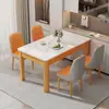 Mesa de jantar em pedra sinterizada italiana com conjunto de mesa e cadeiras de jantar em imitação de madeira maciça, mesa de jantar retangular moderna minimalista para apartamento pequeno
