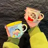 Taza de Cerámica de Crayon Shin Taza de Agua Escala Linda para Niños Taza para Café Desayuno Regalo de Cumpleaños para Pareja