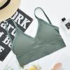 Ropa interior elástica sin costuras para mujer, chaleco deportivo con copa triangular desmontable, para la espalda, con escote en U grande y base exterior.