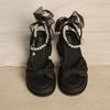 Sandalias de Suela Gruesa para Mujer 2025 Verano Nuevo Estilo Hada Sandalias de Tiras de Perlas Ligeras Versátiles Tacón Grueso Tacones Altos