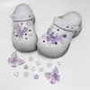 Morado Taro Tul Flor Mariposa Femenino DIY Accesorios Malla Rosa Mariposa Amuletos para Zapatos Dulces Decoraciones para Zapatos