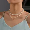 Joias Mais Vendidas, Elegante Pingente Longo de Pérola em Forma de Coração, Pode Ser Enrolado no Colar, Corrente de Clavícula Multicamadas, Novo Estilo
