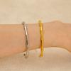 Pulsera Brazalete Abierto de Bambú Estilo Ins Europeo y Americano Moda Estilo Retro Pulsera de Acero Inoxidable Electrochapado en Oro de 18K para Mujer