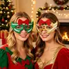 Máscara de decoración navideña, accesorio para fotos de fiesta de máscaras navideñas, máscara con purpurina, máscara para ojos de copo de nieve y bayas