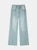 Pantalones de lyocell de pierna ancha estrecha ultradelgados de verano, azul claro, estructura tridimensional, con caída, de cintura alta, jeans rectos adelgazantes para mujer