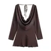 Para Comércio Exterior Transfronteiriço Europeu e Americano Roupas Femininas, Item Mais Vendido do Aliexpress, Moda Verão Vestido com Textura de Cetim de Seda e Gola Drapeada