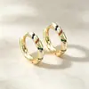 Brincos Retrô Europeus e Americanos Inclinados com Zircônia Colorida Inlaid Leve Luxo Sensação de Alto Padrão Brincos de Tarraxa Versátil Personalizado Argola Fivela de Orelha Acessórios de Brinco