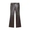 Exportação Transfronteiriça Atacado Roupas Femininas Inverno e Outono 2025 Estilo Europeu e Americano Cintura Média Micro-Flare Calça Casual de PU para Mulheres