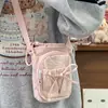 Nueva Bolsa Cruzada para Teléfono Móvil para Niñas, Bolso Casual de Verano para Botella de Agua, Bolso Pequeño de Hombro, Bolso de Hombro Único Estilo Japonés con Lazo para Mujeres