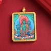 Collar con colgante Thangka de Xizang pintado a mano con las deidades guardianas de los doce signos del zodiaco y el Buda guardián para la buena suerte