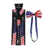 AliExpress mais vendido conjunto de suspensórios com presilha de alça de bandeira americana + gravata borboleta suspensórios unissex