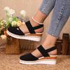 En stock Comercio Exterior Transfronterizo talla grande Combinación de colores Baotou Trasero Abierto Sandalias Cuña Cuerda de Cáñamo Ligera Hebilla Zapatos para Mujer con Suela Gruesa Fresca