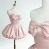 Vestido Rosa Delicado 2026 Novo Estilo Tomara-que-caia Flor de Botão para Encontros Diários, Festas de Aniversário, Vestido de Gala de Cetim