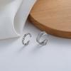 2026 Nuevo Estilo Ear Cuff con Líneas Geométricas Simples, Diseño Cruzado de Doble Capa, Estilo Minimalista Coreano, Clip para Oreja con Forma de Corazón, No Requiere Perforación