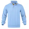 Suéter de punto jacquard transfronterizo con cuello alto y detalles de cuero, sudadera deportiva casual de manga larga con botones para hombre para otoño e invierno, nuevo modelo de Amazon