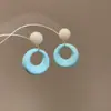 Brincos Redondos Assimétricos de Pedra Olho de Tigre em Resina Agulha de Prata Estilo Étnico Retrô Design Versátil Brincos de Nicho