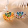 Anel Coroa de Temperamento com Veado Prata S925 Prata Esterlina Banhado a Ouro Cloisonné Jaspe Hetian Xiangyun Ruyi Anel Feminino